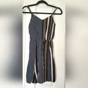 Stamped fabric mini romper